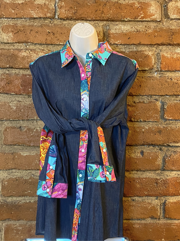 Chambray & Floral Embroidered Ranch Dress'n Rodeo Shirt